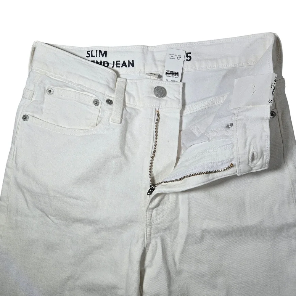 J Crew Slim Boyfriend Jeans White Recycled Denim Size 25‎